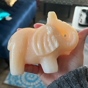 Orange calcite Elephant carving